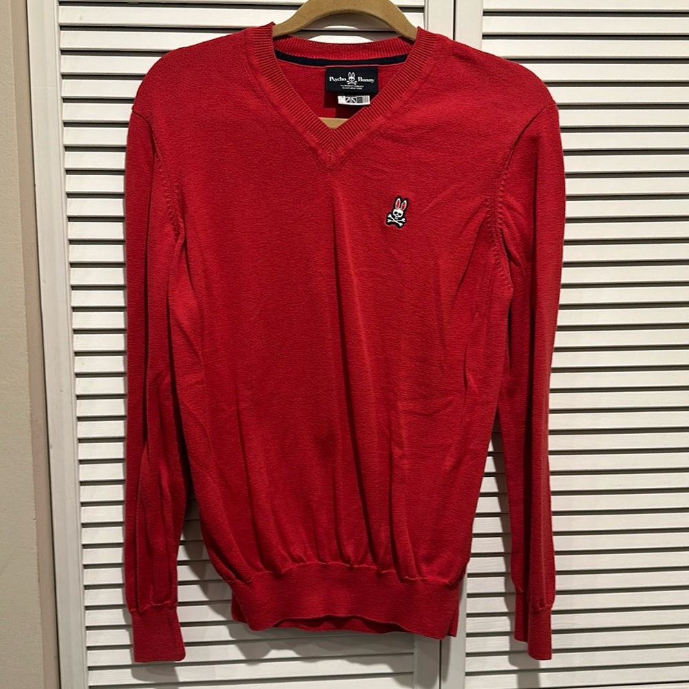 Psycho Bunny red cotton sweater. Small.